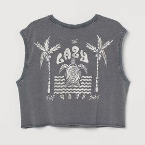H&M+ Crop Sleeveless Sweatshirt Tank Top Size 3XL Gray Lazy Wave